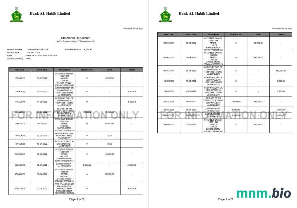 Szablon Oświadczenia Pakistan Askaribank w programie Word i PDF